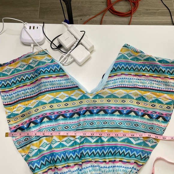 BLUE RAIN Womens S Multi Patterned Printed Romper V-Neck Short Flutter Sleeves - Picture 5 of 6